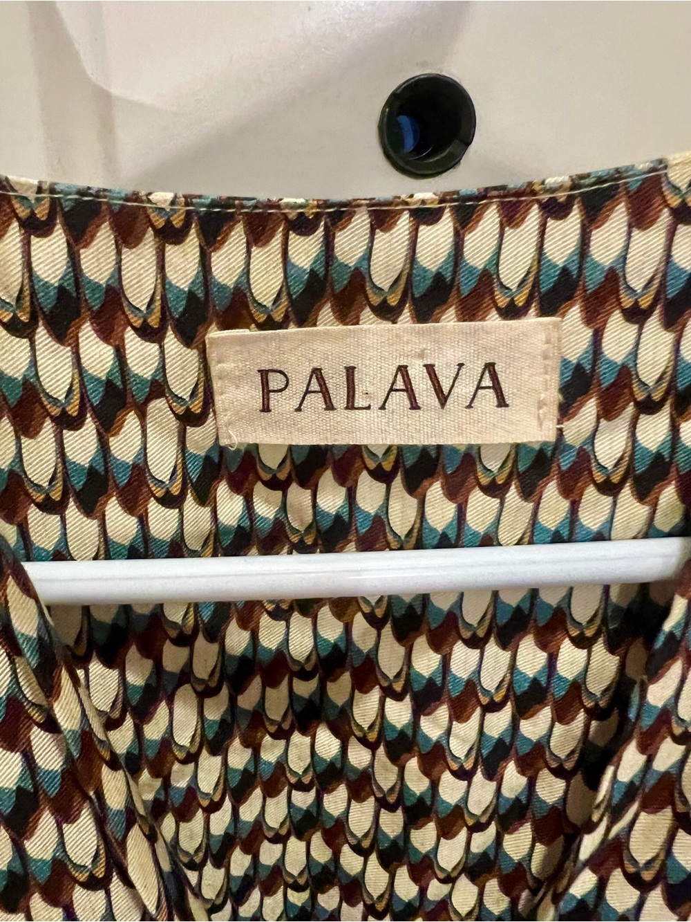 Palava Women's Patterned Dress in Cream, Teal & Brown